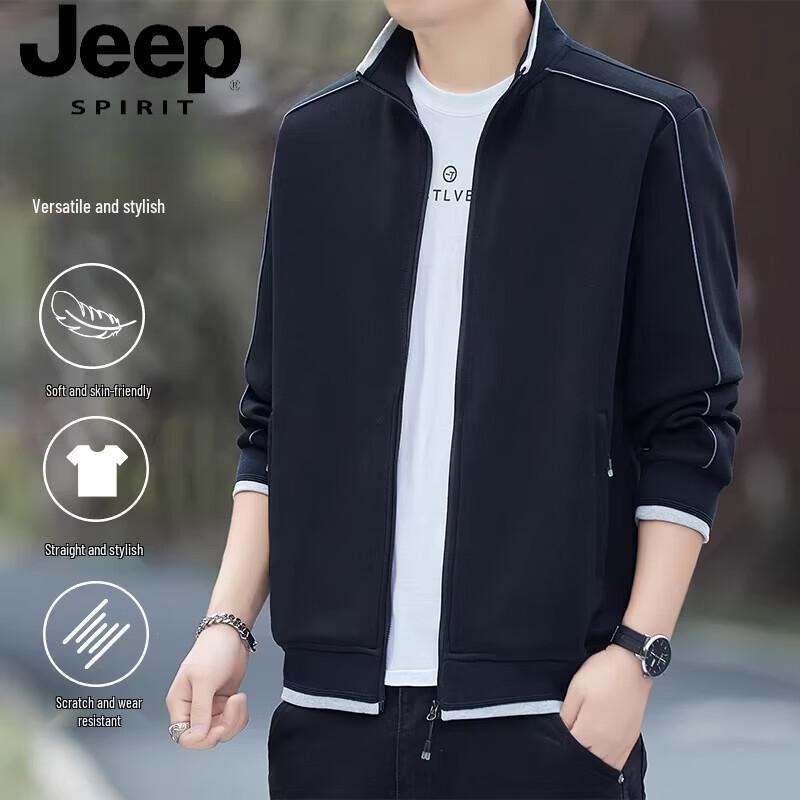

JEEP SPIRIT Men s Stand-Collar Full-Zip Sweatshirt Jacket 5XL