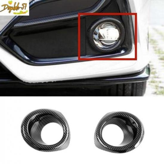 For Honda Civic Hatchback 2017- Carbon Fiber Front Fog Light Lamp Ring Trim
