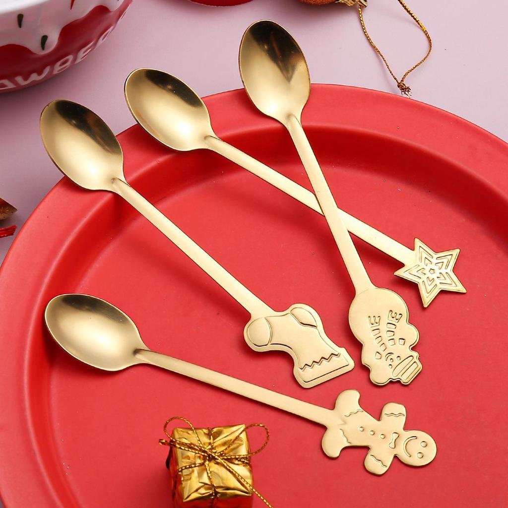 Stainless Steel Cartoon Snowman Coffee & Dessert Stirring Spoon
