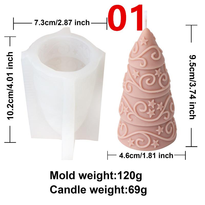 Christmas Tree Silicone Candle Mold  Rotating Snowflake Round Star Patterned Christmas Tree DIY Aromatherapy Candle Gypsum Decor