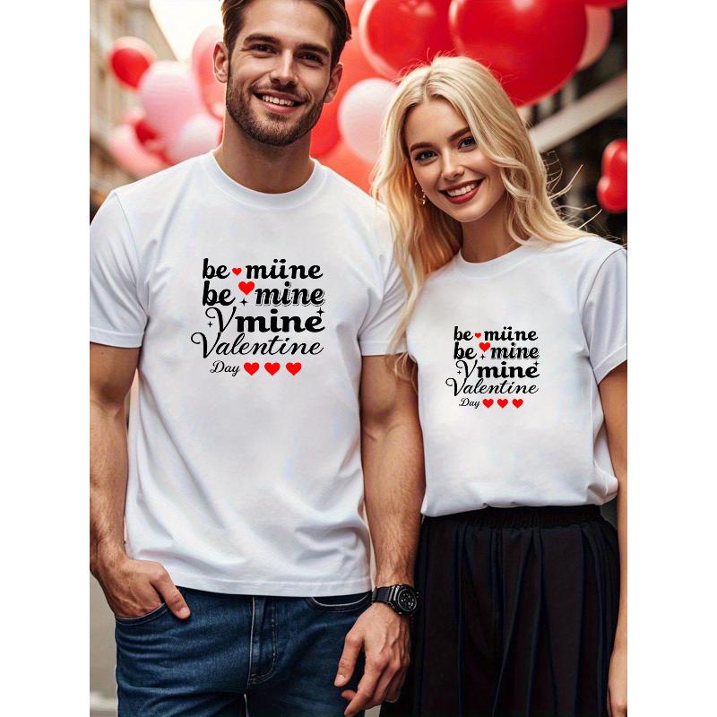 1PCS Couple Valentine s Day Casual Short Sleeve Lightweight Easy-match Top S