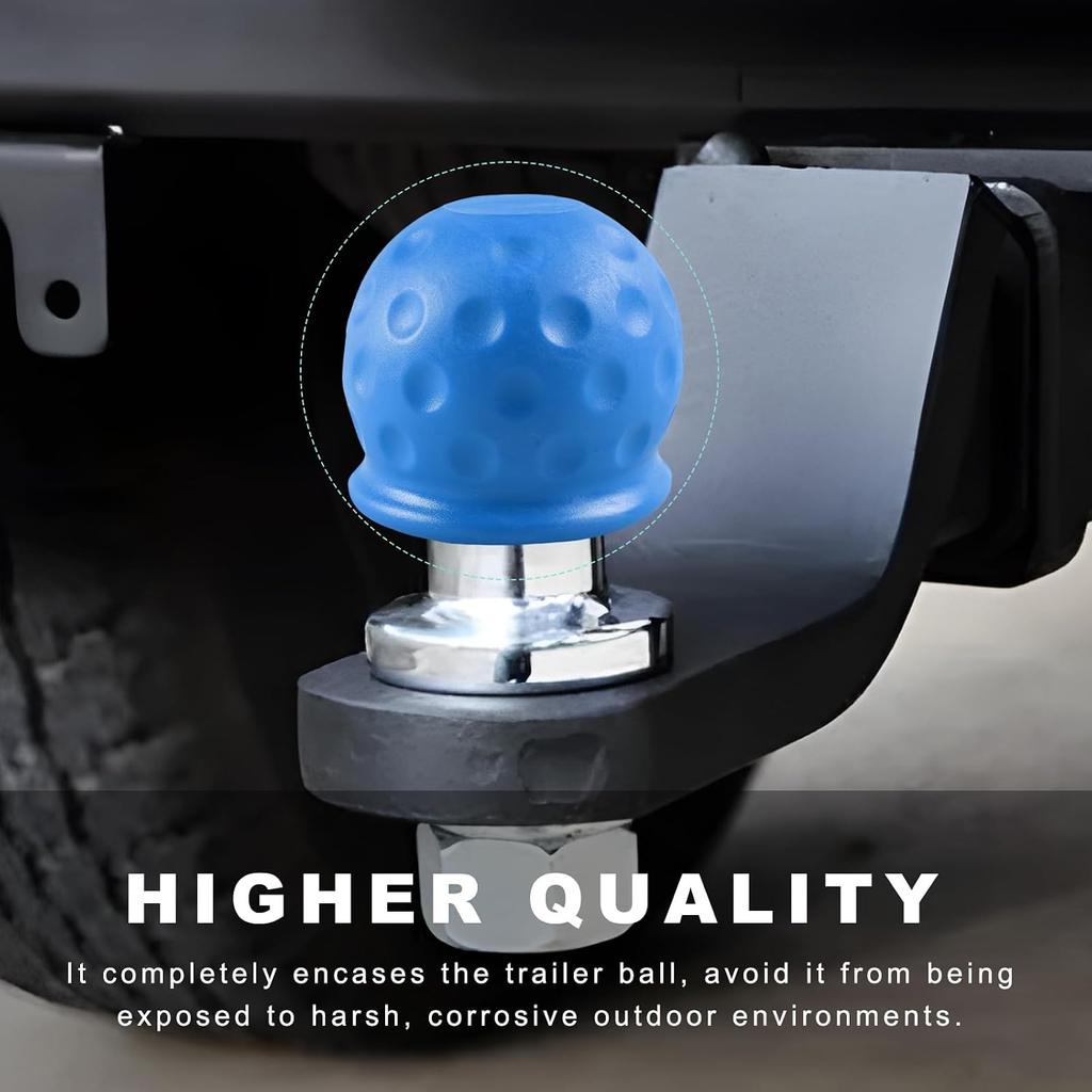 2 PCS Trailer Ball Cover, 2 Inch ID Rubber Towball Protector Trailer Hitch Protective Caps, Heavy Duty Waterproof Tow Ball Protector Replacement for