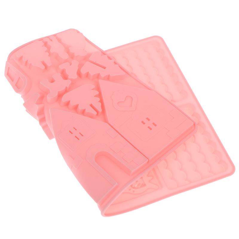 1Pc Building Block Christmas House Chocolate Mold Silicone Mould Gingerbread House Cookie Mold Cake Fudge Christmas Decoration