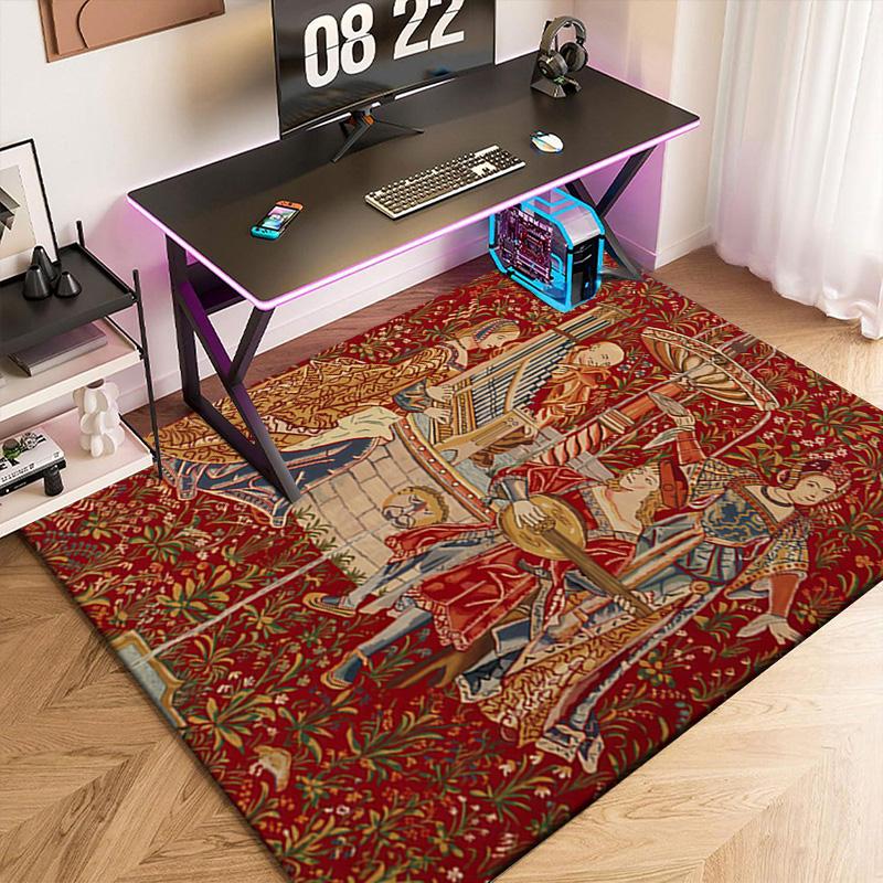 1pc Medieval Period Art Court Carpet Rug for Living Room Bedroom Home Sofa Decoration,Kids Play Non-slip Floor Mat