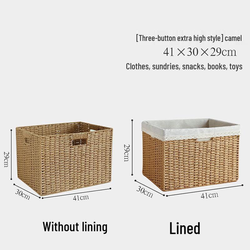 Rattan Woven Storage Basket for TV Stand, Bookcase, and Wardrobe