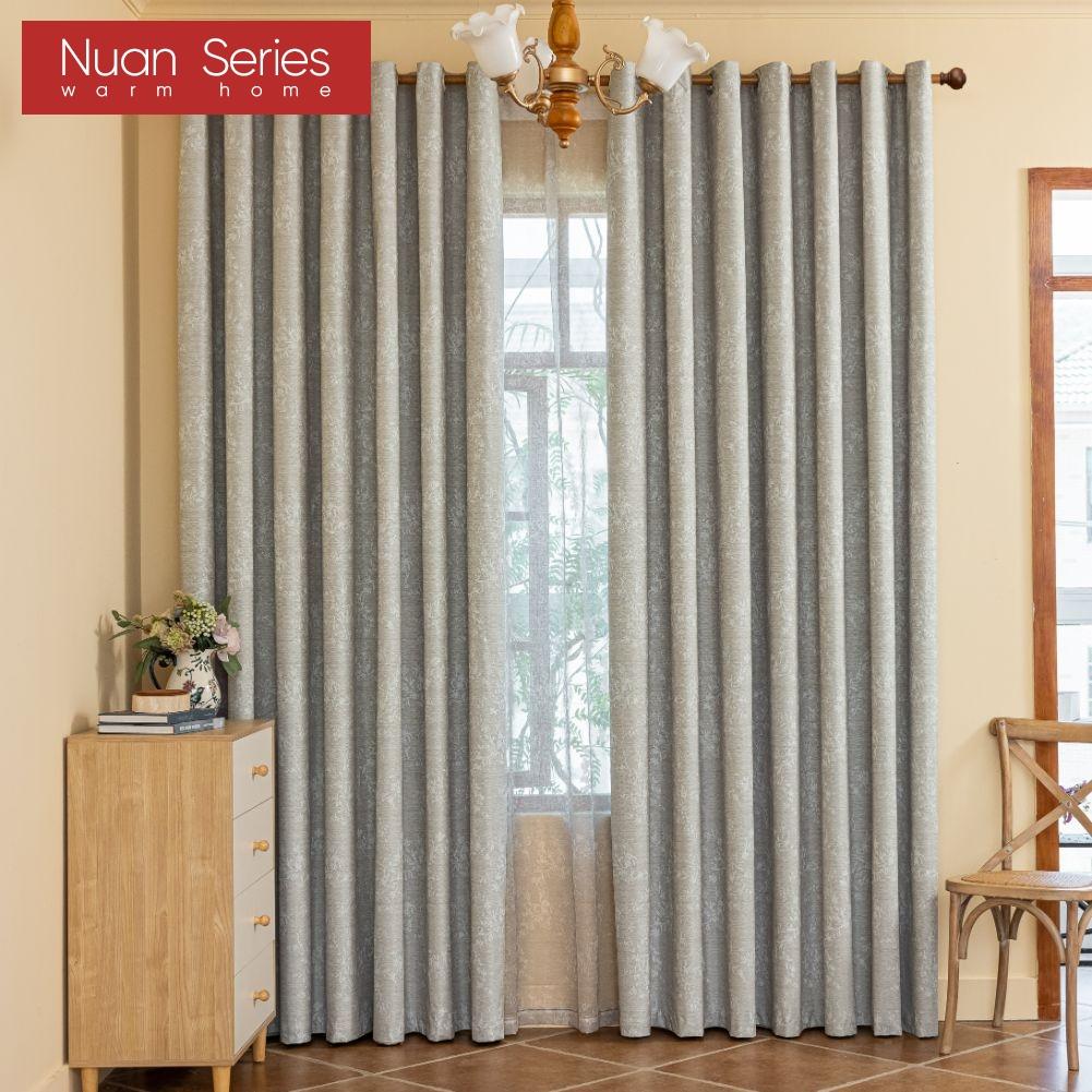 1PC Nuan Series Light Luxury Retro Solid-color Gray Fully Blackout Curtains for Bedroom Living Room Balcony Window for Home Decor