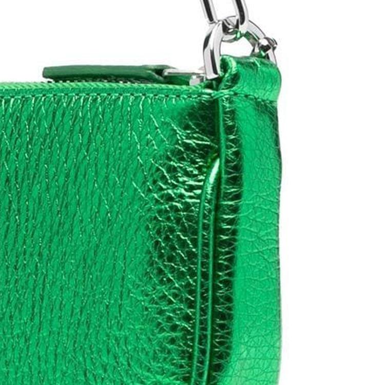 By Far Rachael Hardware Chain Shoulder Strap Zipper Closure Leather Mini Shoulder Bag Women handbags Green 22FWMIRACNMEGSMA