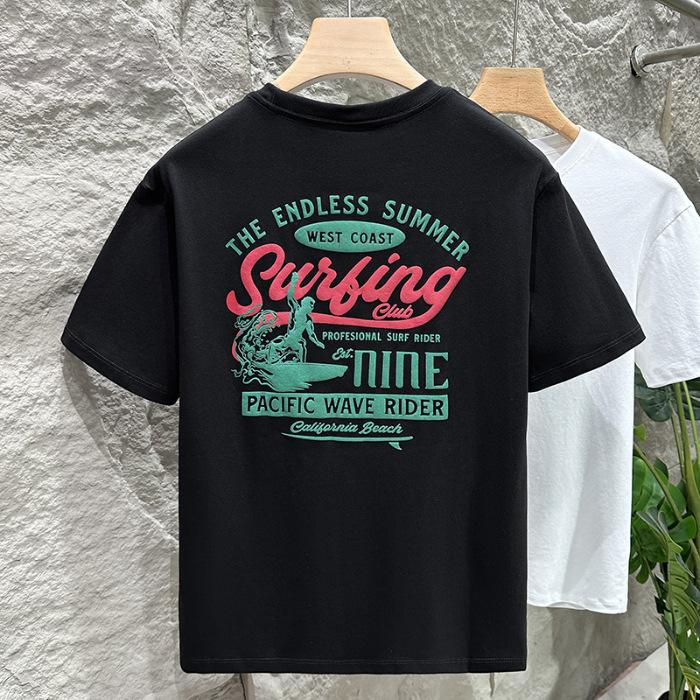 

Новая летняя мужская футболка с коротким рукавом, хлопковая, американская, с принтом, тонкая, короткая, топ 5XL чёрный