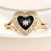 Punk Black Heart Rings for Women Personality Handmade Enamel Sun Rings Daily Wear Party Statement Accessory Retro Jewelry