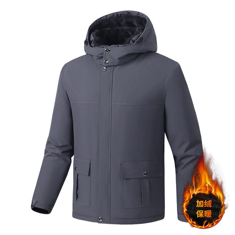 Fashionable versatile men's thickened warm winter jacket cotton clothing wrinkle-resistant lightweight soft and comfortable long-sleeved down jacket