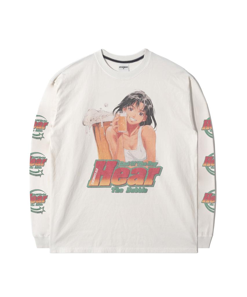 QT8 GARMENTS Rg Hear The Bubble Ec Washed Long Sleeve (Ecru)