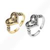 Vintage Distressed Embossed Heart Open Ring For Women Unique High End Versatile Personality Jewelry Fashion Accessory