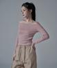 WAARFORWOMAN Wt-74 Ribbed Off-Shoulder T-Shirt_Red
