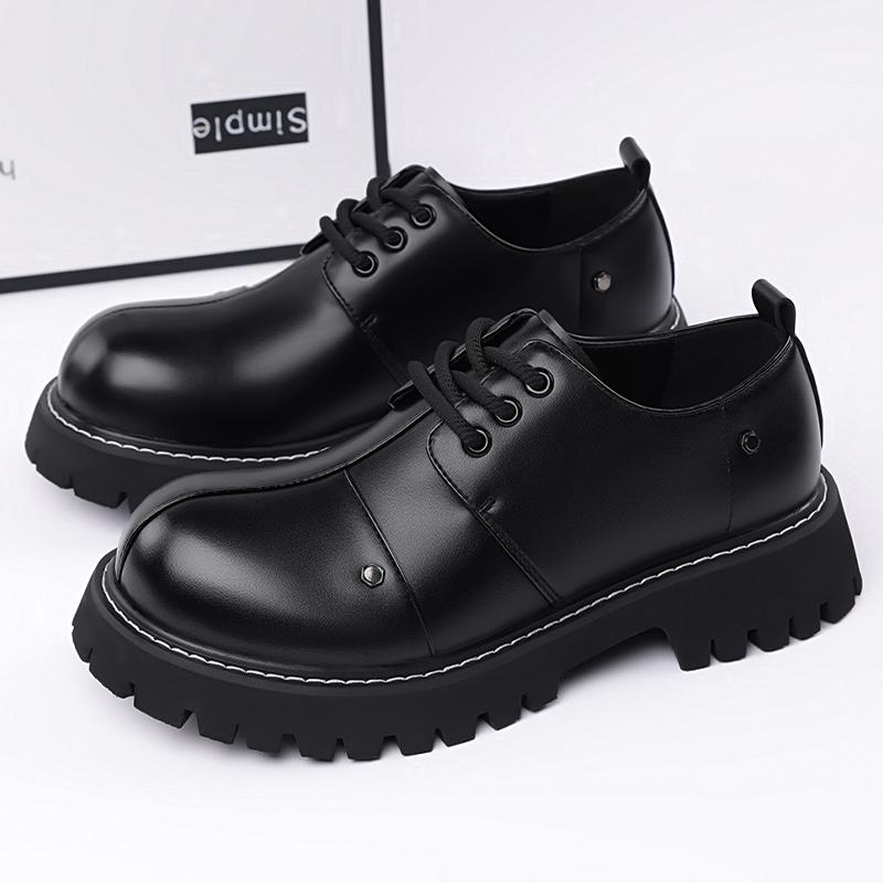 Thick Bottom Men's Leather Casual Shoes Soft Soles Sneakers Comfortable Simple Oxford Shoes Versatile Male Formal Dress Footwear