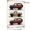 1pc 8x12 Inch Vintage Off-Road Vehicle Metal Sign Rustic Red Beige Distressed Wall Art Unframed Plaque