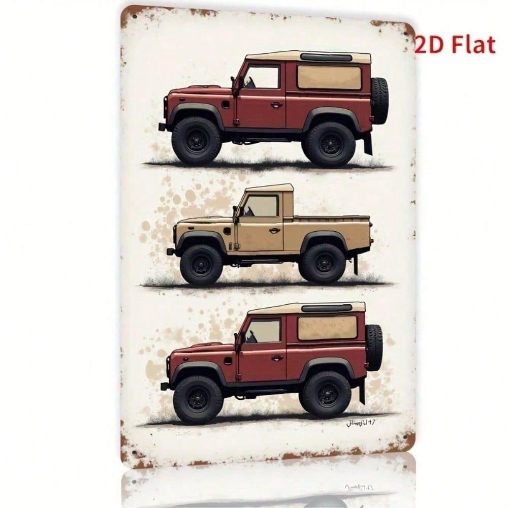 1pc 8x12 Inch Vintage Off-Road Vehicle Metal Sign Rustic Red Beige Distressed Wall Art Unframed Plaque