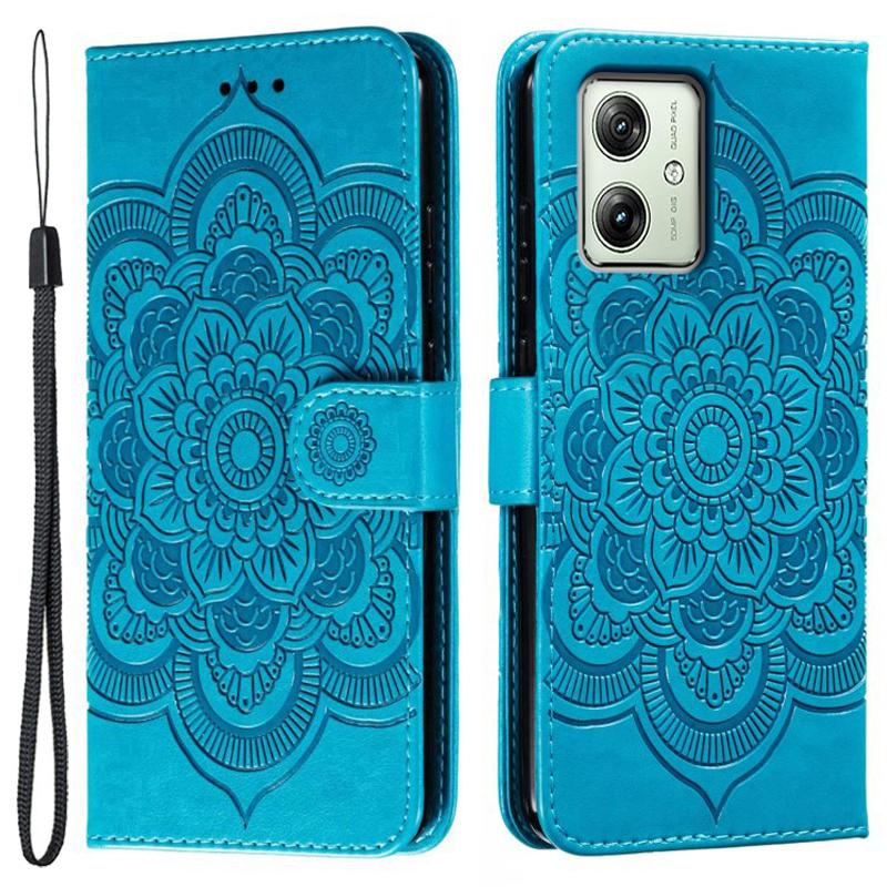 For Motorola Moto G54 5G Case PU Leather Mandala Imprinted Design Wallet Phone Cover