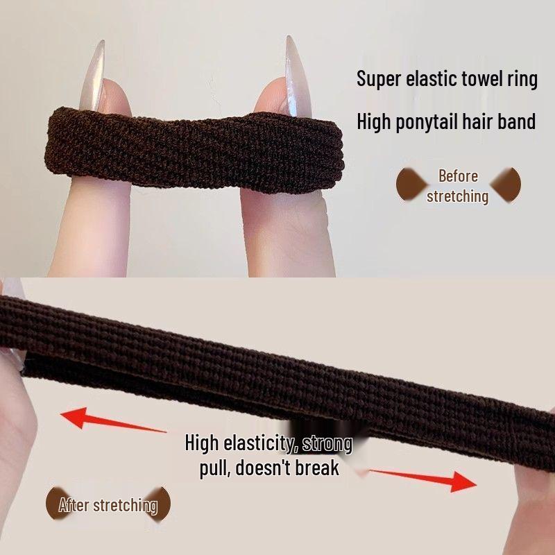 Super Elastic High Ponytail Hair Tie - Durable Rubber Band with Leather Cover