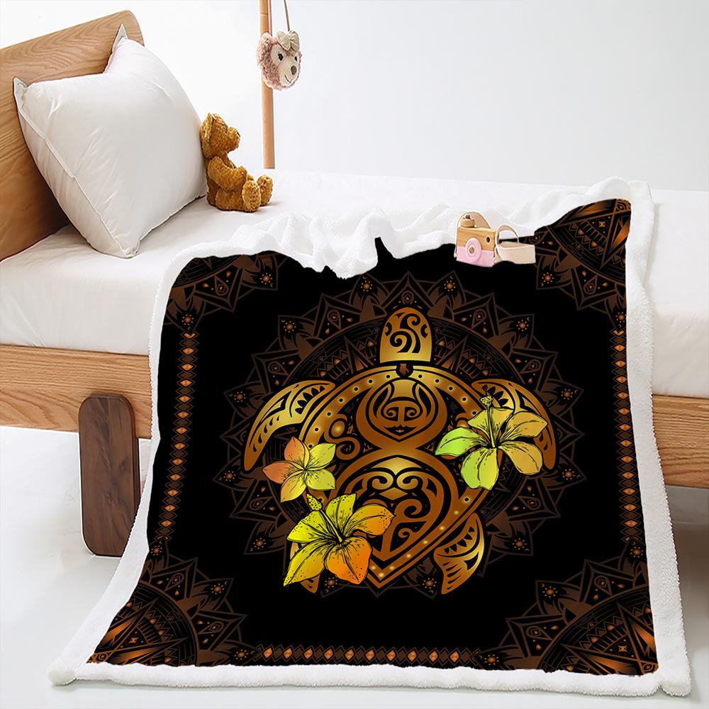 Digital Printed Cover Blanket Turtle Marine Animal Thickened Lamb Down Crystal Plush Blanket