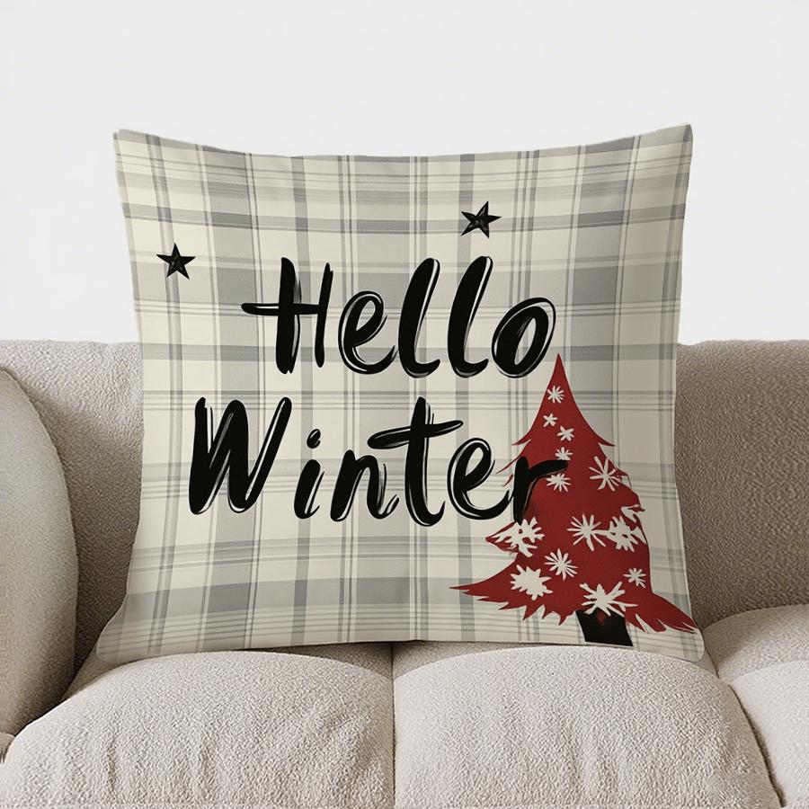 Home Decor Let It Snow Christmas Starry Tree Throw Pillow Pattern Cushion Cover Suitable For Sofa Bedroom Car Pillow Cover