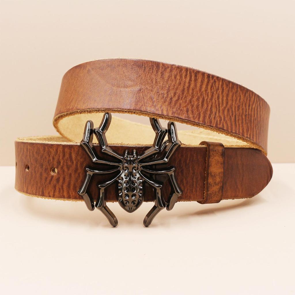 Retro Jugend Spider Schnalle Herren Gürtel aus echtem Leder - Oberleder Rindsleder