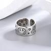Retro Style Star and Smile Face Adjustable Size Opening Ring Handmade Ladies Finger Ring Fashion Statement Jewelry