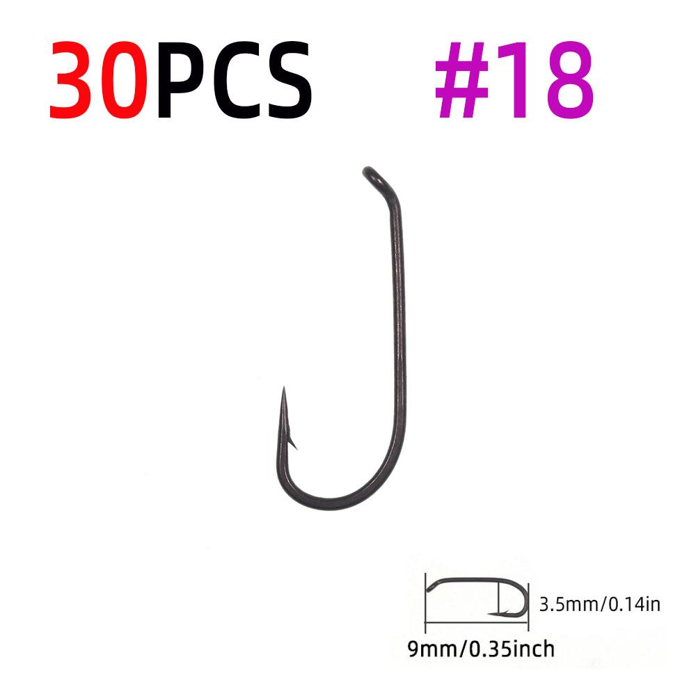 30PCS 1X Fine Wire Down Eye Wide Gape In a Classic Bronze Finish Dry Fly Hook Nymph Tying Hook Trout Fishhook #14-#22
