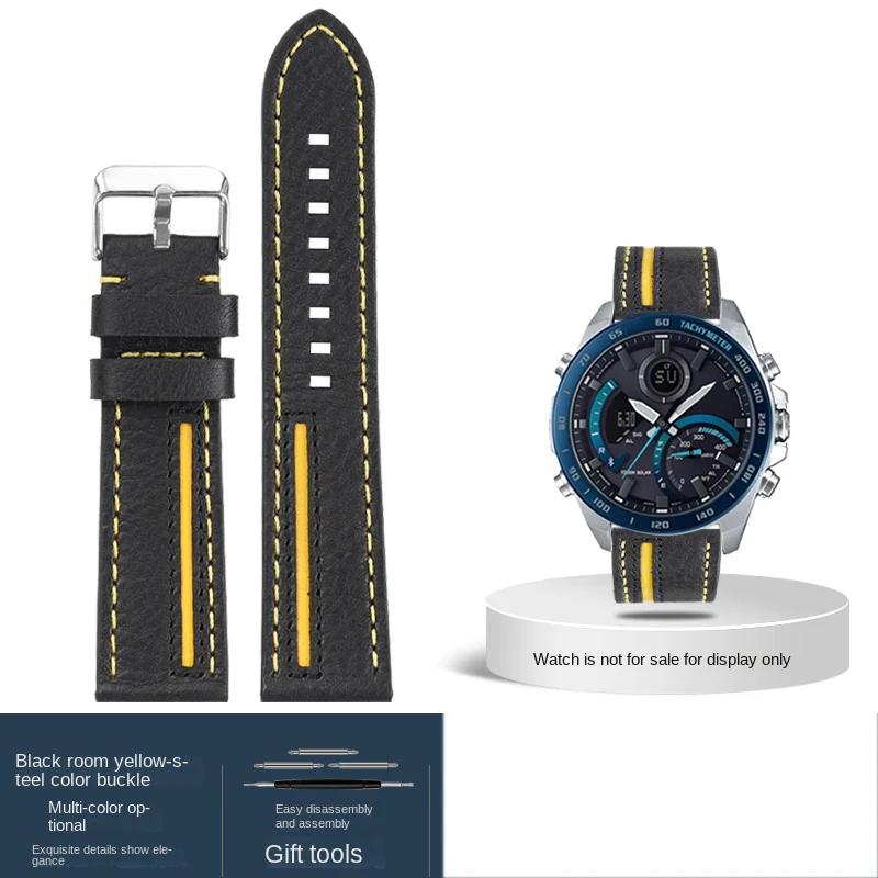 

Spliced leather strap 22mm For Casio EQB900 EDIFICE EQB-501 500 EFR303 watch strap Bracelet EQB-800BL ECB-900 men s watchband 22mm