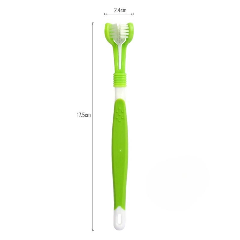 

Cat toothbrush, three-headed and three-sided toothbrush, dog toothbrush, pet supplies, pet toothbrush, oral cleaning dog toothbrush 17.5*2.4cm grass зелений колір