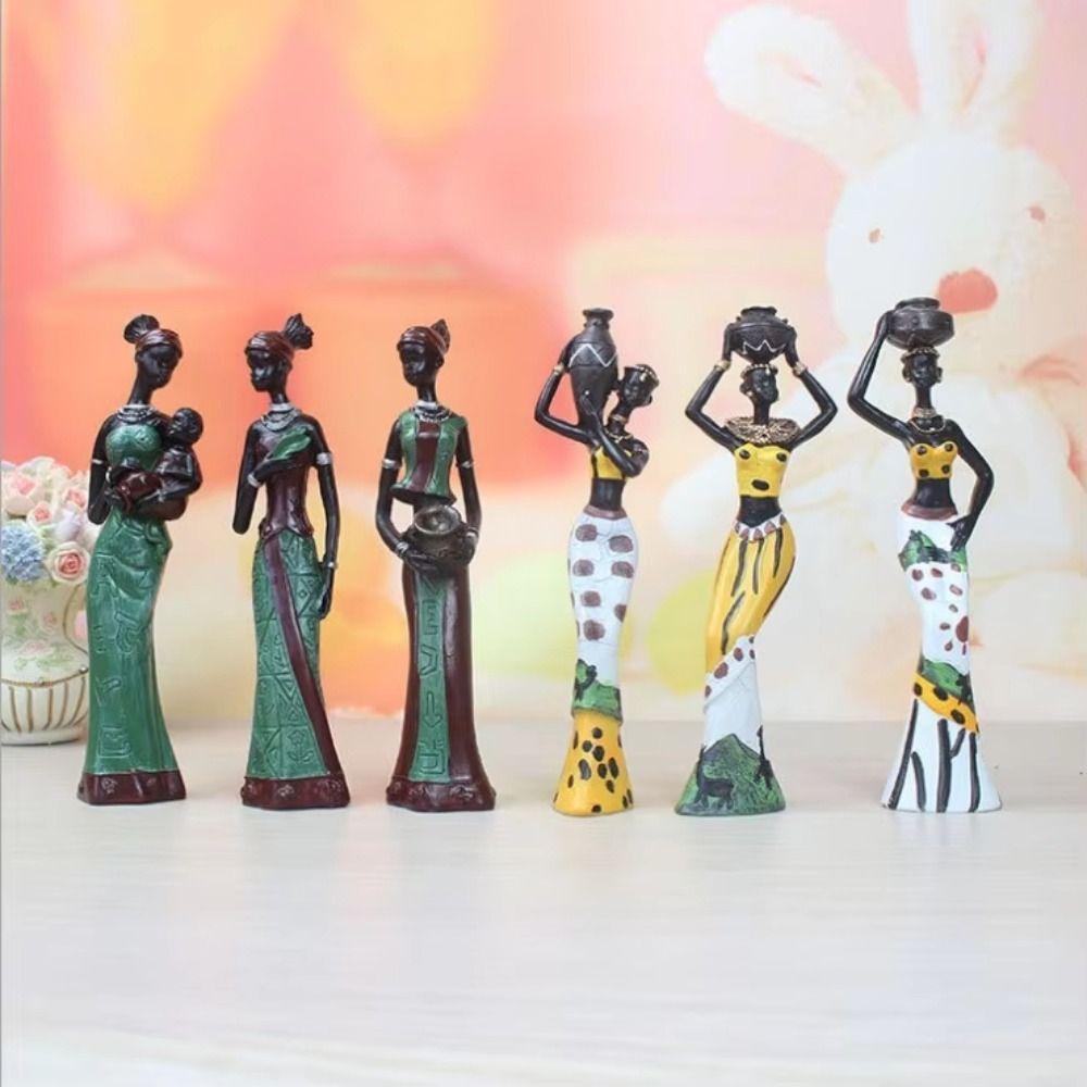 3pcs Figurines African Woman Sculpture Simulated Resin African Women Statue  Kids Birthday Gift