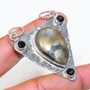 Natural Pyrite Agate, Spinel 925 Sterling Silver Jewelry Pendant 2.29" ZS-379