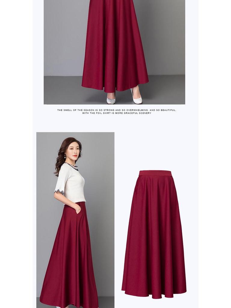 2024 Women's High Waist A-Line Maxi Skirt - Slimming, Versatile, Plus Size, Korean Style for All Seasons