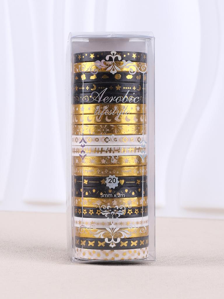 20 Rolls/Box Fine Delicate Bronzing Washi Tape , Masking Tape For Design and Diy, For Precision Work ,Scrapbook Supplies