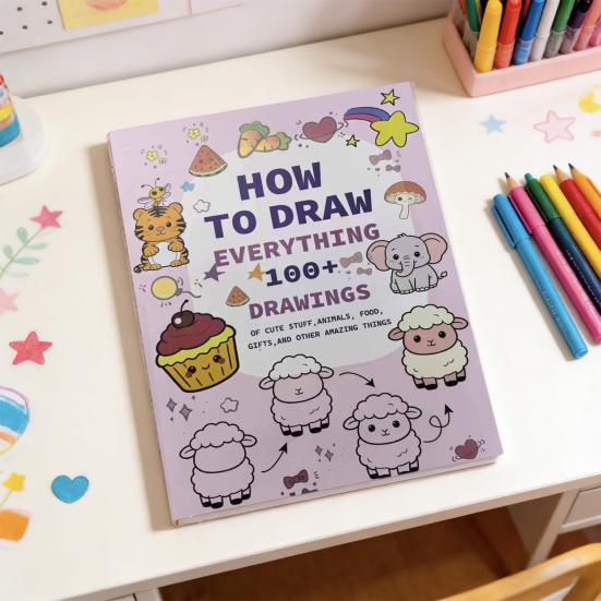 Jak Rysować Wszystko Kolorowanka 100 Obrazków Łatwe do Nauki Kroki Kolorowanka dla Początkujących I Artystów do Markery Kredki Akwarele