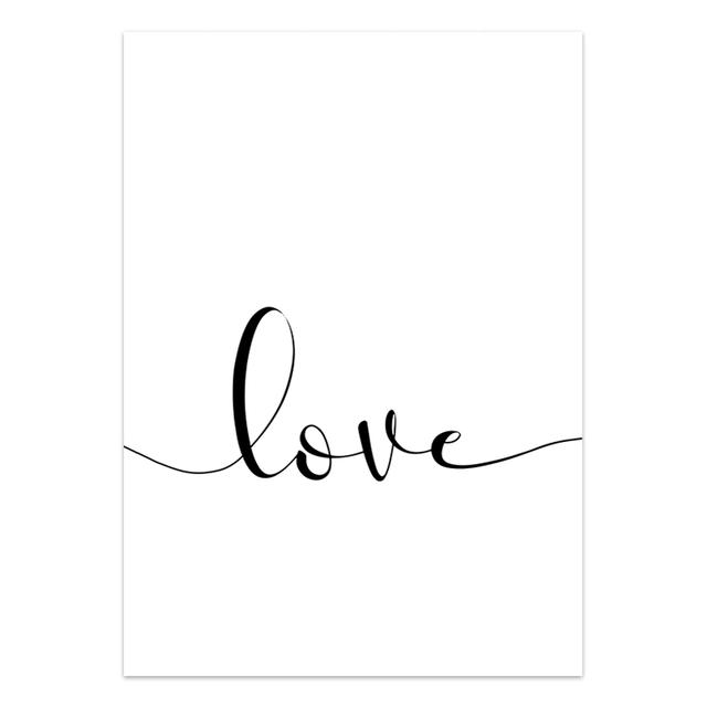 Modern Black White Style Hand In Hand Wall Art Poster Minimalist Print LOVE Quotes Canvas Painting Picture for Living Room Decor