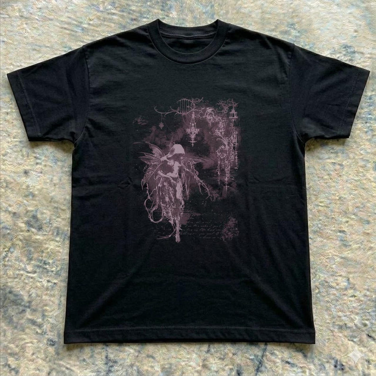 Y2k Graphic Tee, Alt Gothic Fairy Print, unisex T-Shirt XL