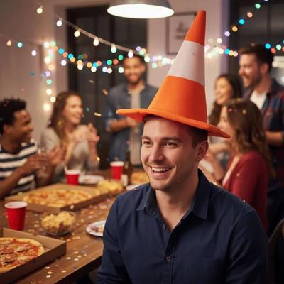 Stage Hat Traffic Cone Hat Foldable Design Party Hip Hop Hat Funny Halloween Hat  Stage Performance