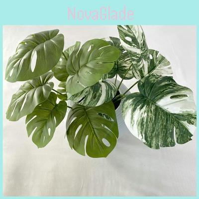 Artificial Monstera Leaf 7 Heads Green Faux Plant For Home Decor Wedding Party