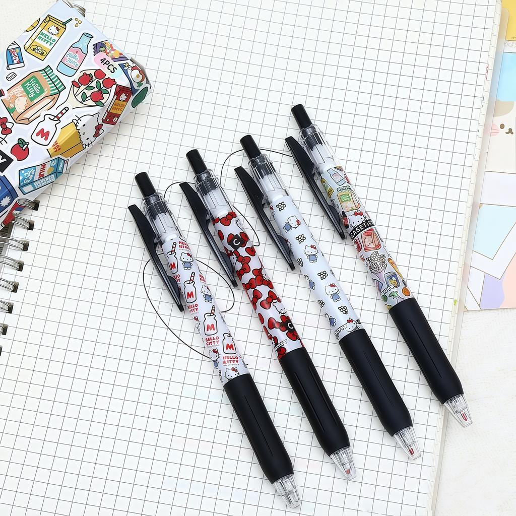 4Pcs New Sanrio Latest Series Limited Gel Pen Cartoon Quick Dry Pen Black 0.5Mm Student Stationery Office Supplies