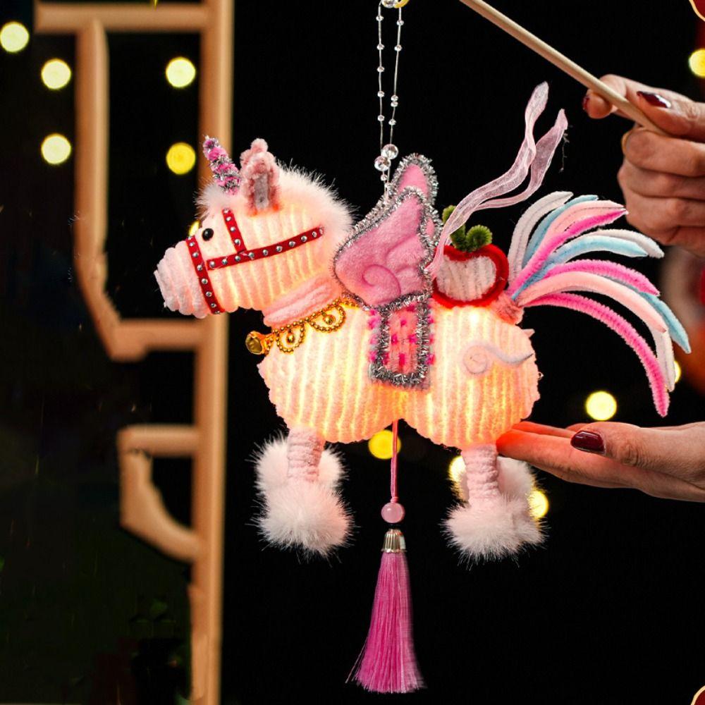 Handmade Luminous Horse Lantern DIY Material Kit Spring Festival Lantern Living Room Decor