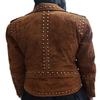 Women's American Style, Lambskin Brown Suede, Studded Jacket, With Zipper & Jacket,| Shoulder Strap, Gifts for her ,Cowgirl Jacket
