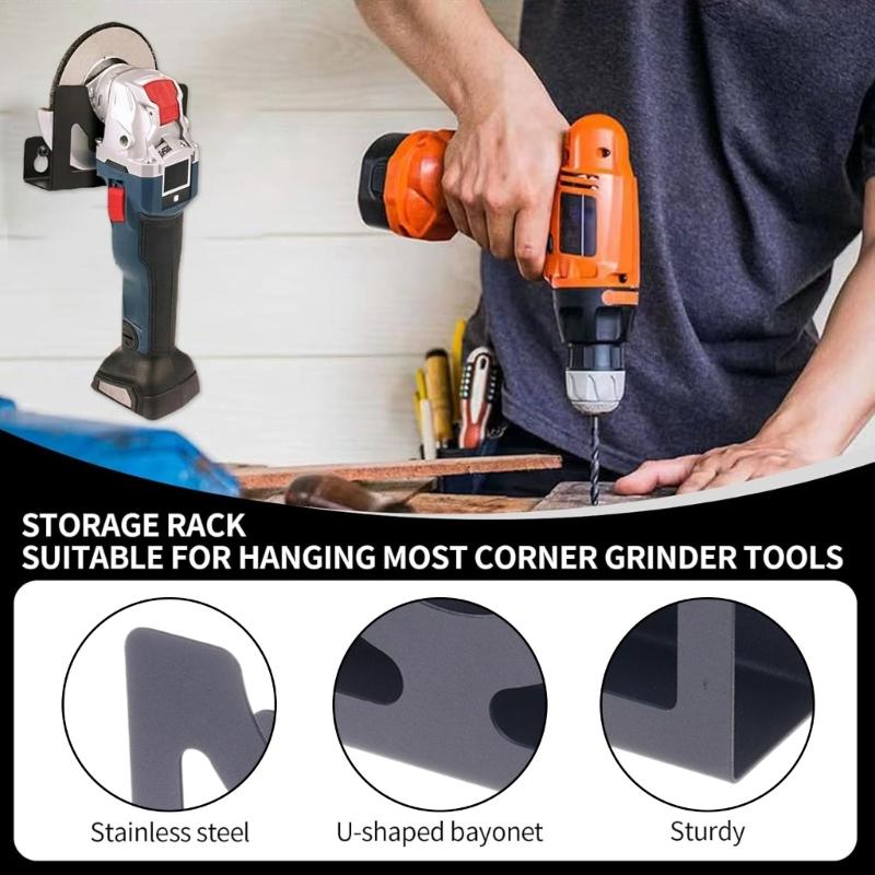 2er-Pack Schwerlast-Winkelschleiferhalterungen zur Wandmontage Platzsparender Werkzeughalter für Garage und Werkstatt
