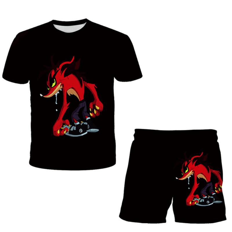 Dětské oblečení Sportovní oblečení pro miminka Dívky Chlapci Ccrash Bandicoot Mobile Print 3D trička 2ks Sady Děti Miminko 1 až 14 let