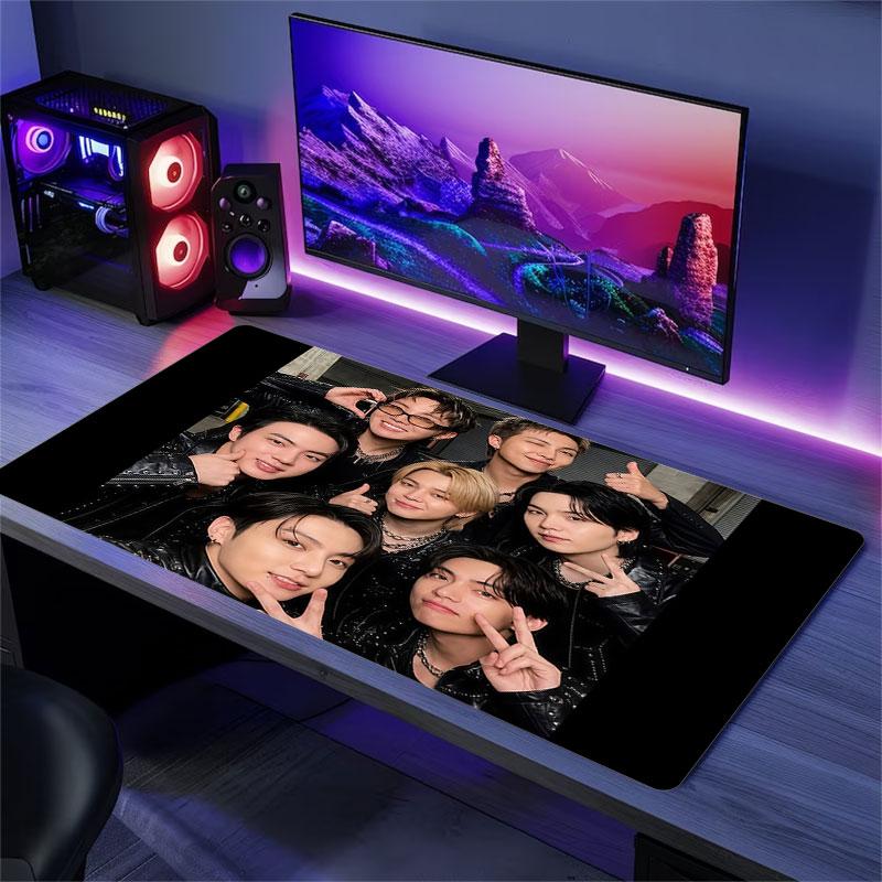 BTS Poster Mouse Pad, Large Gaming Desk Mat, Non-slip XXL Mousepad for Laptop & Tablet, Mini PC Playmat with Stitched Edges