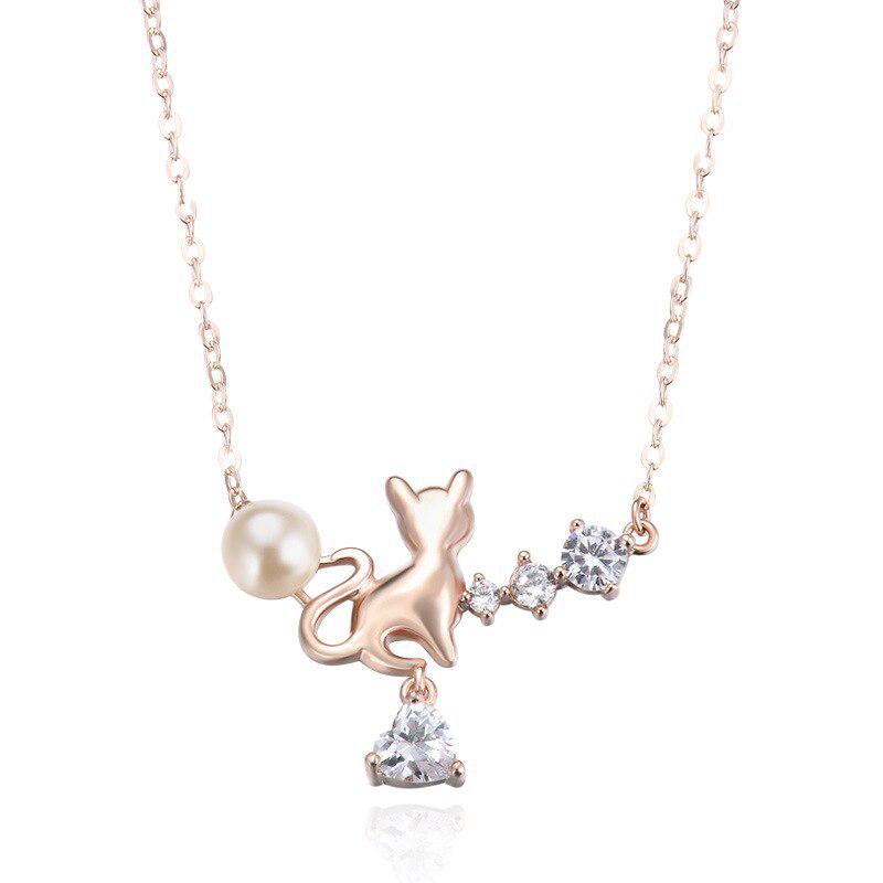 Elegantní stříbrný náhrdelník Tancise 925 s perlovým přívěskem ve tvaru kočky Ženy Šperky Dárek na svatbu
