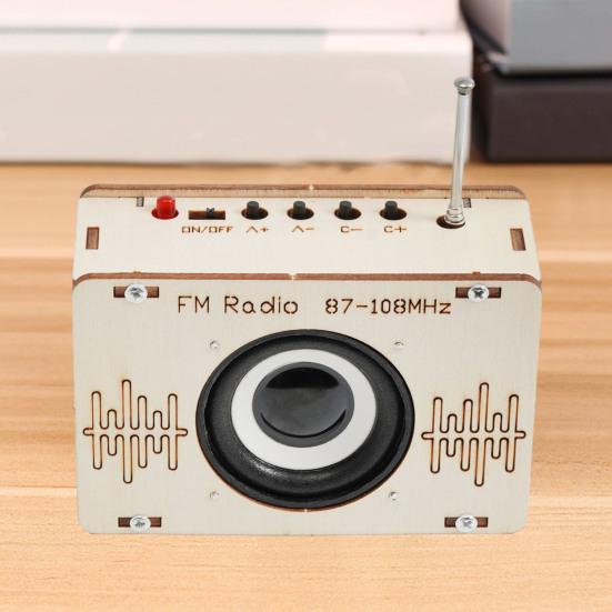 FM Radio STEM Science Kit Kids Wooden 3D Puzzle Electronic Radio Set DIY Educational Science Experiment Projects Crafts Building Toy