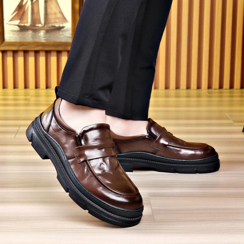 Fashion Increase Platform Shoes for Men Fashion Casual Spring Autumn New Designer British Scratch Prints Business Leather Shoes Man