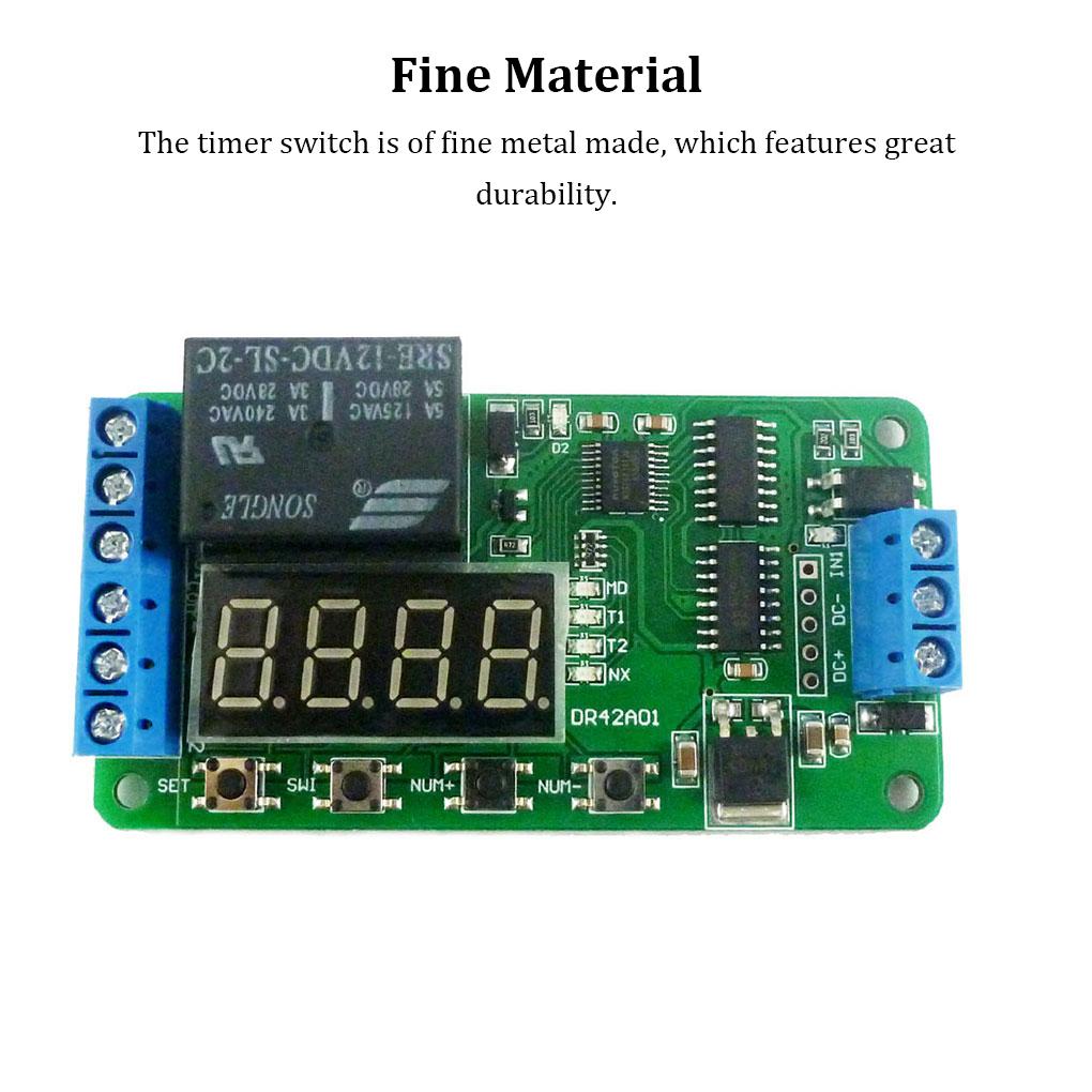 Metal Time-delay Relay Portable Digital 12V Multifunctional 4 Button Adjustable Replacement Timer Switch Circuit Board