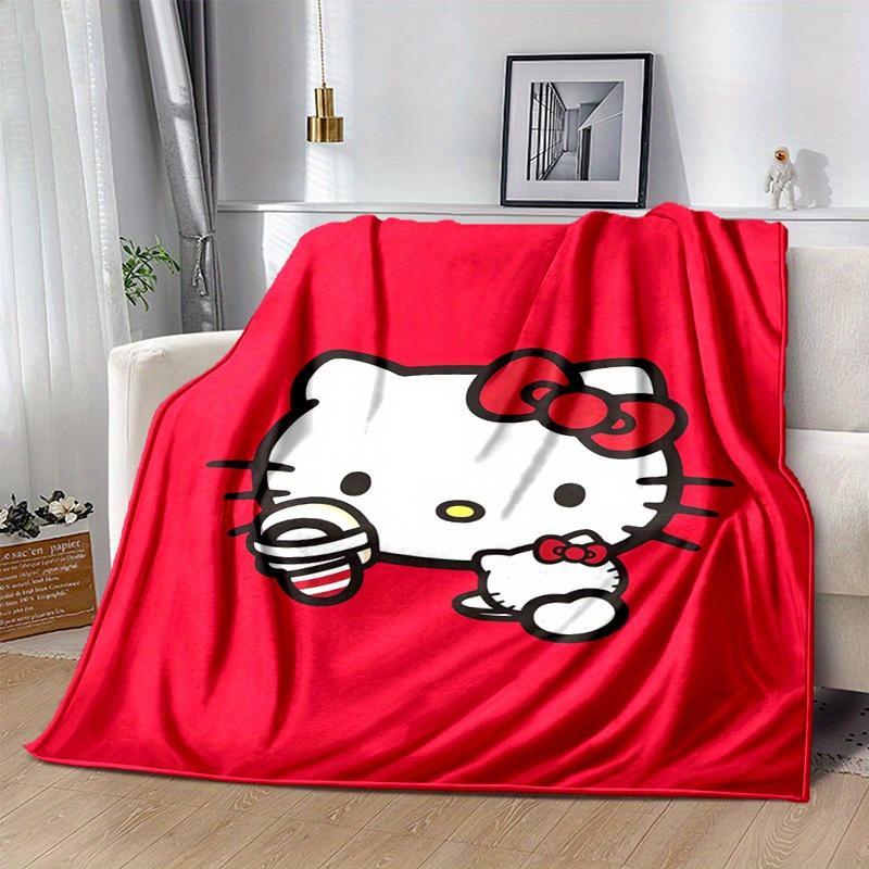 1pc. Hello Kitty Red Background Blanket - Perfect for Home, Office, Outdoor Use, Gift Idea, Suitable for Al