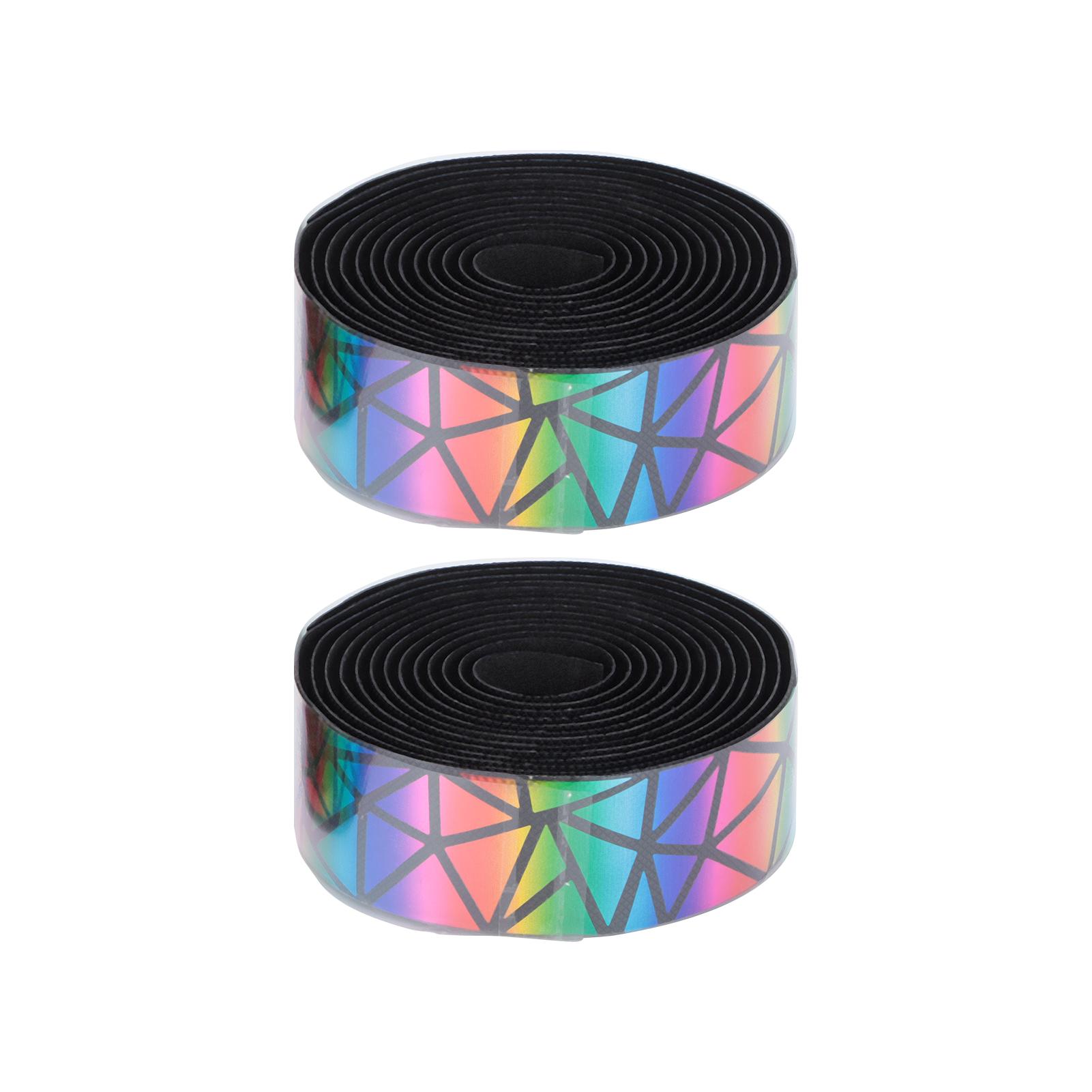

1626 Road Bike Handlebar Tape Antislip Shock Absorption Gradient Colorful Strap Plug(Gold Gradient Colorful )